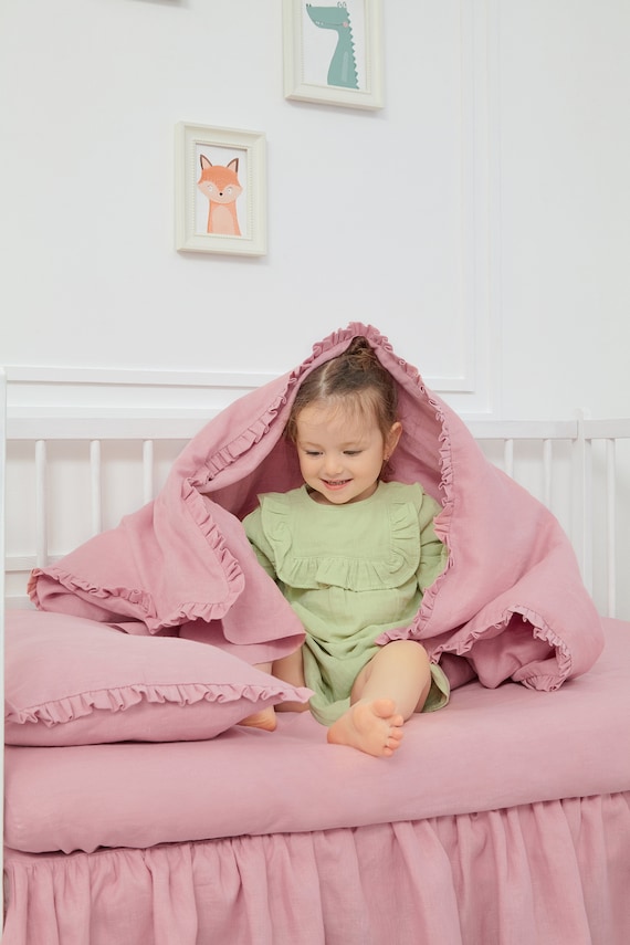 Linen Baby Crib Bedding Set Girl Baby Crib Bedding Crib Bedding Pink Linen Bedding for Baby Boy and Girl Linen Nursery Bedding Etsy