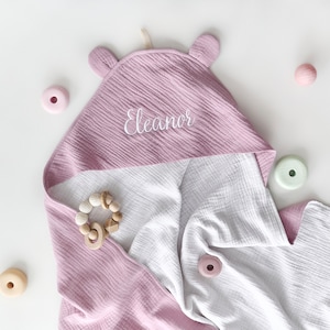 hooded baby towel for girl, Personalized Baby Hooded Towel, Baby Towel with Name, Baby Personalized Gift, Monogrammed Hooded Baby Towel image 3