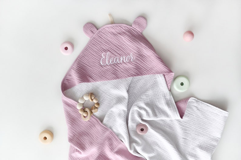 hooded baby towel for girl, Personalized Baby Hooded Towel, Baby Towel with Name, Baby Personalized Gift, Monogrammed Hooded Baby Towel image 3