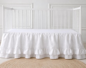 cot bed skirt, Girl Crib Bed Skirt, Ruffled Crib Skirt, gathered skirt with ruffle Crib Skirt for Baby Bed Crib Skirt for Nursery Room Decor