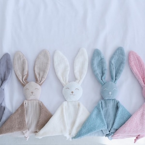 Bunny comforter, Personalised baby comforter, New baby gift, Baby christening gift, Embroidered security blanket, Baby shower gift. image 15