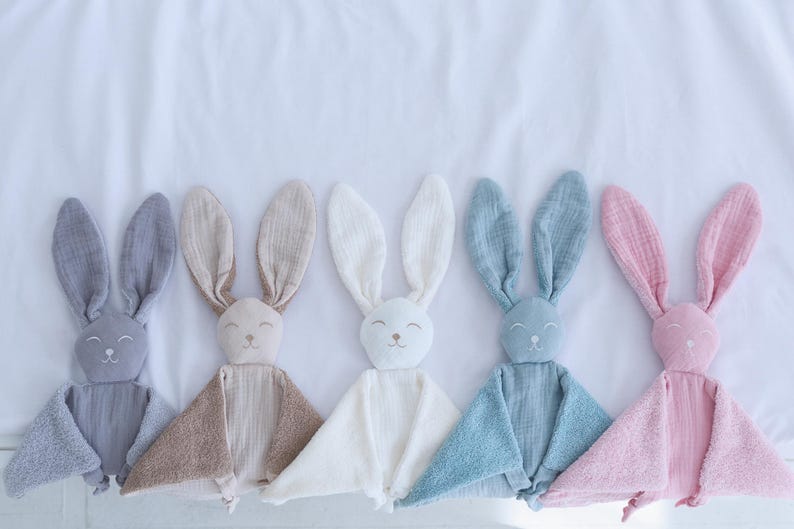 Bunny comforter, Personalised baby comforter, New baby gift, Baby christening gift, Embroidered security blanket, Baby shower gift. image 15