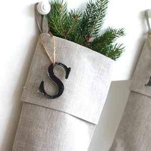 White Christmas Stocking, Personalized Linen Stocking, Scandinavian Christmas, Neutral Family Stockings, Farmhouse Stocking, White Christmas image 8