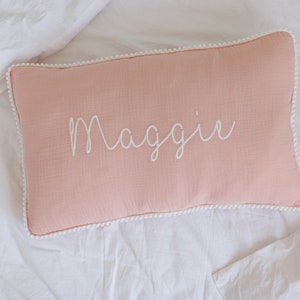 Girl's Peach Personalized Baby Name Pillow case, Custom embroidered Pillowcase, Throw Name Pillow case, Baby Girl Nursery