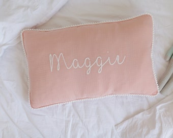 Girl's Peach Personalized Baby Name Pillow case, Custom embroidered Pillowcase, Throw Name Pillow case, Baby Girl Nursery