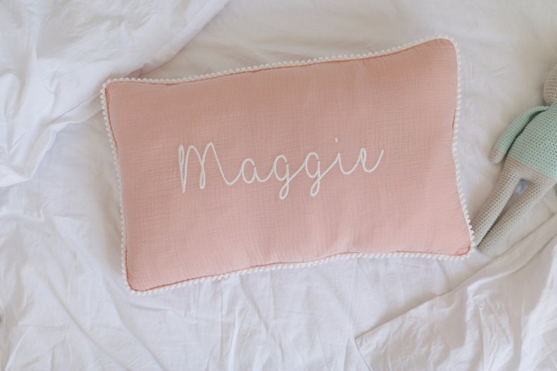 Custom Name Pillowcase, Embroidered Pillowcase, Baby Name Pillowcase, Baby Girl Pillow, Birthday Gift for Boy, Nursery Decor, Newborn Gift image 5