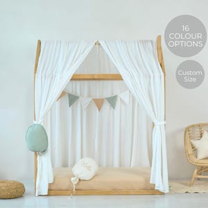 white canopy bed curtains, white montessori bed canopy, kids bed canopy, House bed cover, Montessori baldachin Montessori house bed curtains