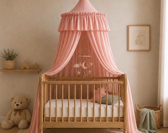 Baby Bed Canopy, Crib Canopy, Cotton Bed Canopy, Reading Corner Canopy, Fringe Bed Canopy, Nursery Room Decor, Room idea, crib baldachin