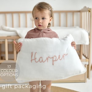 Custom Name Pillowcase, Embroidered Pillowcase, Baby Name Pillowcase, Baby Girl Pillow, Birthday Gift for Boy, Nursery Decor, Newborn Gift
