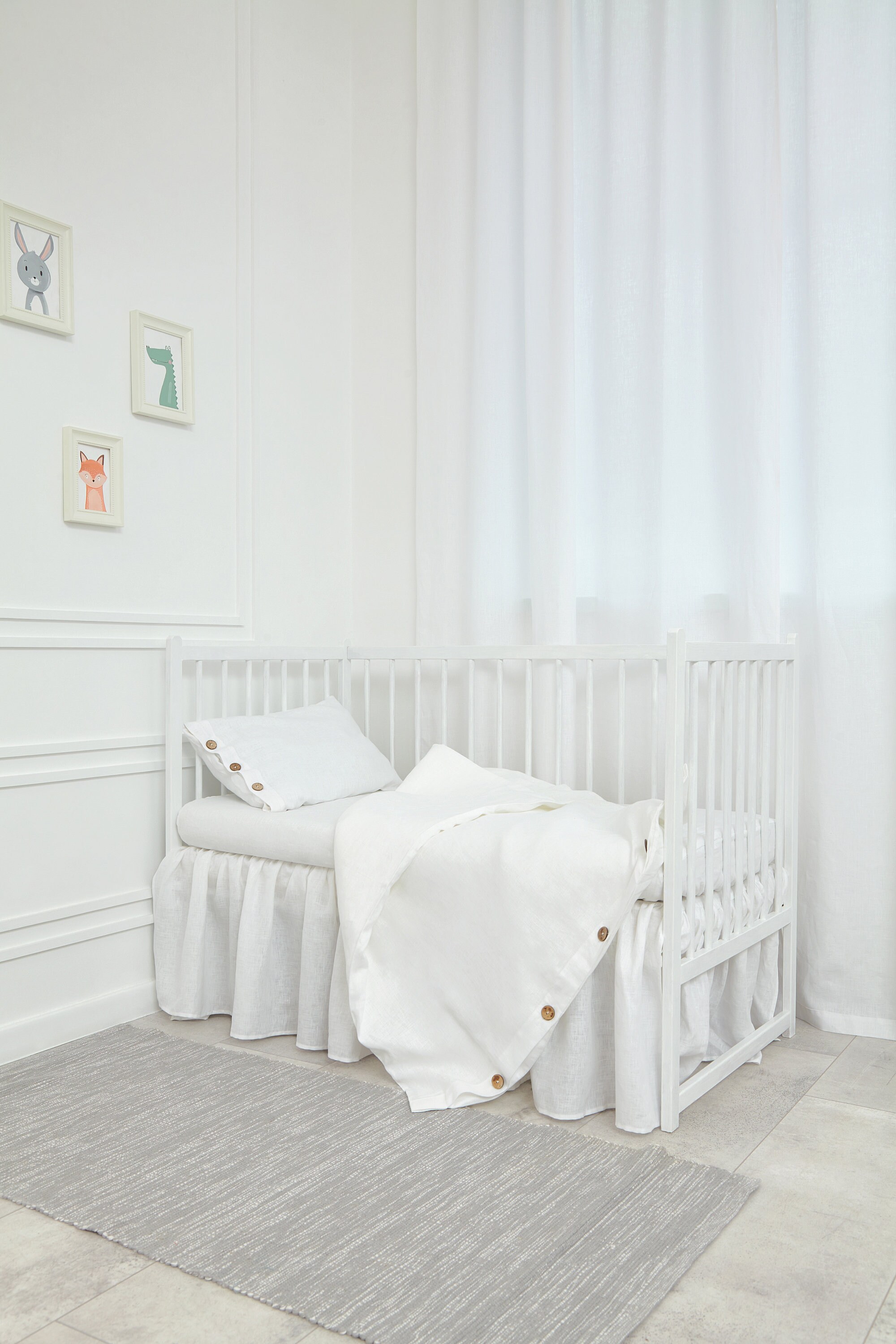 White Linen Baby Bedding Set Linen Baby Bedding White Crib Etsy