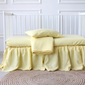 Crib Bedding Set Yellow, Neutral Crib Set, Green Baby Duvet Cover, Cot ...