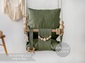 Green Outdoor Garden Baby Swing Schaukel Balançoire with playing beads Garden Swing, Gift For Baby, Wood Swing, Swing with pillow product logo