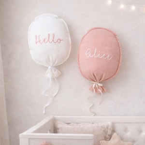 Globo bordado personalizado, globo decorativo de pared, globos para anunciar un bebé, cojín de bouclé personalizado, decoración para habitación infantil, regalo para baby shower.