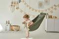 Outdoor Garden Baby Swing Schaukel Balançoire with playing beads Garden Swing, Gift For Baby, Wood Swing, Swing with pillow product logo