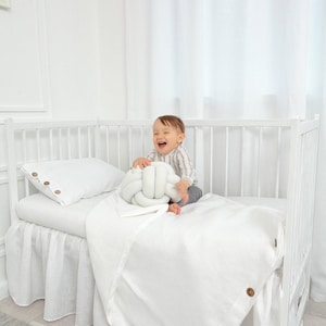 neutral crib set, neutral baby gifts, Organic Linen Kids Bedding Set, Baby Crib Duvet cover Boy and girl linen nursery bedding toddlers kids