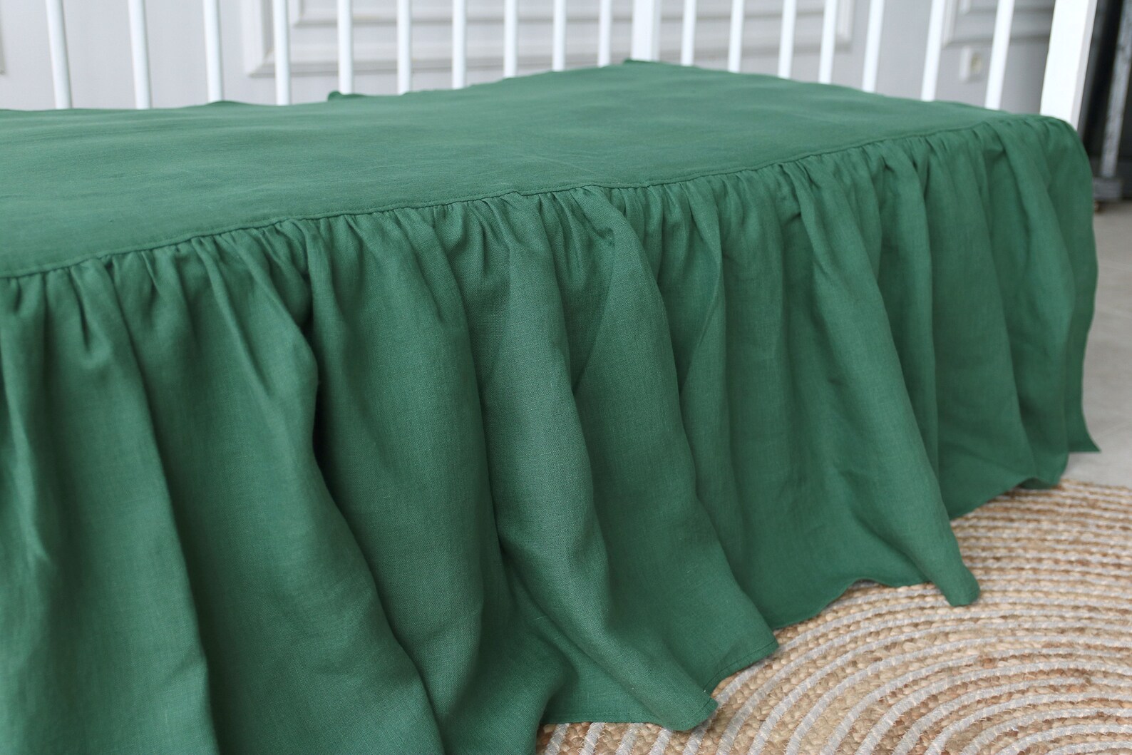 Green Crib Bed Skirt Cot Bed Skirt Ruffled Crib Skirt Crib Etsy