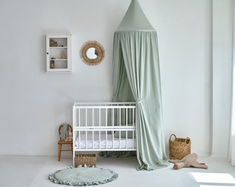 Kids Bed Canopy, canopy sage green, Hanging Canopy, Reading Nook Canopy, Bed Canopy, Bed Tent, Muslin Bed Canopy, Baldachin