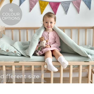 Organic toddler bedding, Organic muslin Kids Bedding, baby bedding set, baby bedding girl, Duvet Cover and Pillowcase, toddler bedding gifts