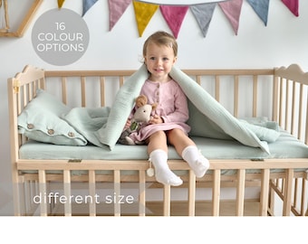 Ekologiska sängkläder för småbarn, ekologisk muslin barnsängkläder, babysängkläderset, babysängkläder flickor, påslakan och örngott, sängkläder för småbarn i present