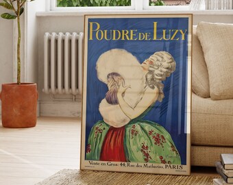 Poudre Poster Print - Blue Vintage Fashion Poster Print - Designer Poster - Retro Fashion Poster - French Gallery Wall Art Trending Wall Art