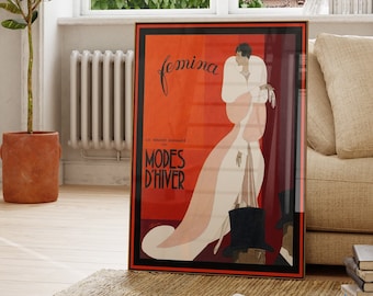 Femina Poster Print - Red Vintage Fashion Poster Print - Designer Poster - Retro Fashion Poster - French Gallery Wall Art Trending Wall Art