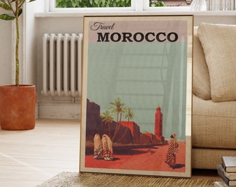 Visit Morocco Poster - Morocco Travel Poster - Morocco Travel Print - Morocco Poster Print - Morocco Travel Gift - Morocco Retro Print