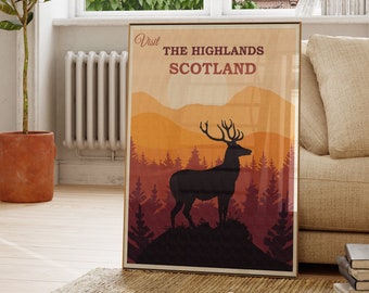 Visit Scotland Poster - Scotland Travel Poster - Scotland Travel Print - Scotland Poster Print - Scotland Travel Gift - Scotland Retro Print