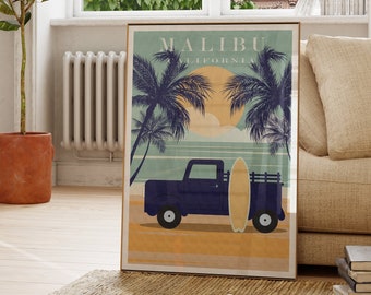 Visit Malibu Poster - Malibu Travel Poster - Malibu Travel Print - Malibu Poster Print - Malibu Travel Gift - Malibu Retro Travel Print
