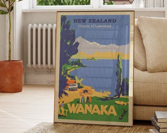 Visit New Zealand Poster - New Zealand Travel Poster - New Zealand Print - New Zealand Travel Gift - New Zealand Retro Print