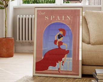 Visit Spain Poster - Spain Travel Poster - Spain Travel Print - Spain Poster Print - Spain Travel Gift - Spain Retro Travel Print