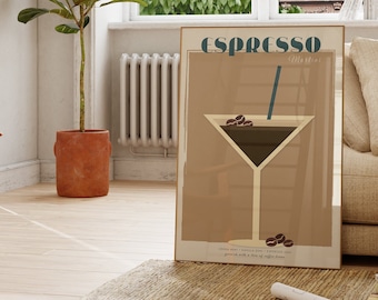 Espresso Martini Cocktail Print - Home Bar Print - Alcohol Prints - Kitchen Poster Art - Bar Wall Print - Alcohol Poster - Trending Wall Art