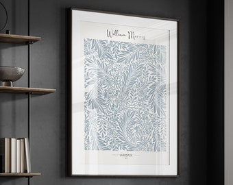William Morris Larkspur Print - Neutral Wall Art - Floral Poster - House Warming Gift - Boho Art - Exhibition Poster - Trending Wall Art