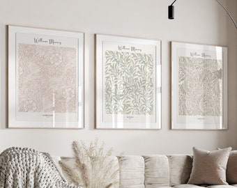 William Morris Wall Art - Set of 3 - Neutral Wall Art, Exhibition Poster, Larkspur, Marigold, Bough, Floral Prints, Gallery Wall Art