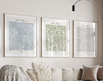 William Morris Wall Art - Set of 3 - Neutral Wall Art, Exhibition Poster, Larkspur, Marigold, Bough, Floral Prints, Gallery Wall Art