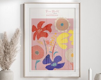 Flower Market Amsterdam Print - Modern Art - Floral Poster Print - Florist Gift - Home Decor - Wall Art - Boho Print - Trending Art