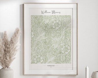 William Morris Marigold Print - Neutral Wall Art - Floral Print - House Warming Gift - Boho Art - Exhibition Poster - Trending Wall Art