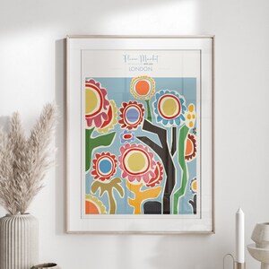 Flower Market London Print - London Poster - Floral Poster Print - Florist Gift - Home Decor - London Wall Art - Boho Print - Trending Art