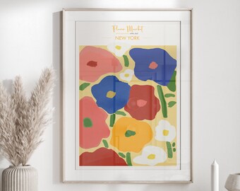 Flower Market New York Print - Tokyo Poster - Floral Poster Print - Florist Gift - Home Decor - NY Wall Art - Boho Print - Trending Art