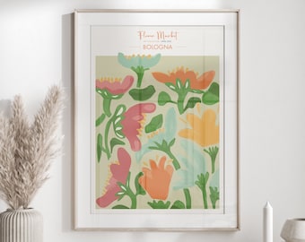 Flower Market Bologna Print - Modern Art - Floral Poster Print - Florist Gift - Home Decor - Wall Art - Boho Print - Minimal - Trending Art