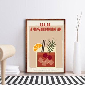 Old Fashioned Cocktail Print - Home Bar Print - Alcohol Prints - Kitchen Poster Art - Bar Wall Print - Alcohol Poster - Trending Wall Art image 3