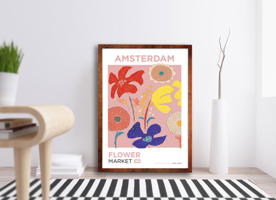 Flower Market Amsterdam Print - Holland Poster - Floral Poster Print ...