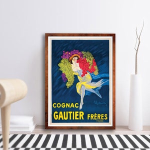 Cognac Gautier Vintage Poster - Alcohol Prints - Alcohol Advertising - Retro Alcohol Posters - Bar Decor Wall Art - Alcohol Wall Decor