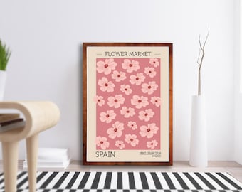 Flower Market Spain Print - Spain Poster - Floral Poster Print - Florist Gift - Home Decor - Spain Art - Boho Poster Print - Trending Art
