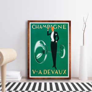 Champagne Vintage Poster - Alcohol Prints - Alcohol Advertising - Retro Alcohol Posters - Bar Decor - Alcohol Wall Decor