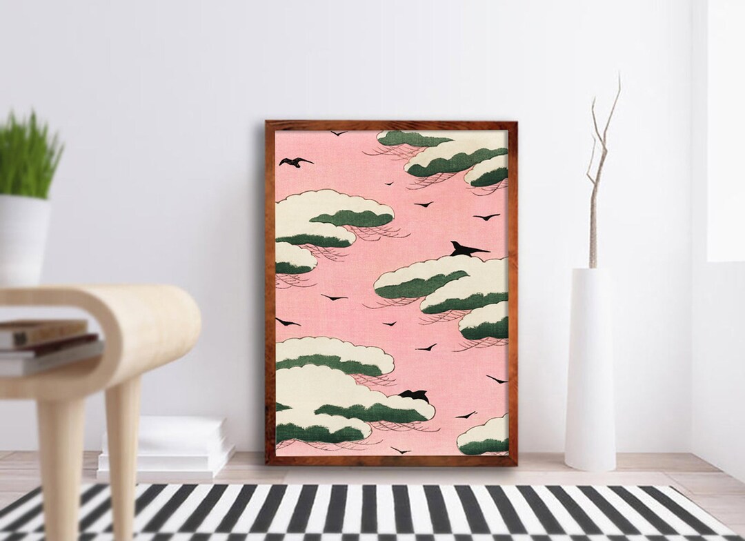 Vintage Japanese Poster - Japanese Print - Pink Sky by Watanabe Seitei ...