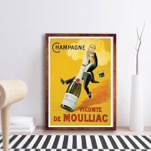 Pôster vintage de champanhe - Impressões de álcool - Publicidade de álcool - Cartazes retrô de álcool - Decoração de bar - Decoração de parede de álcool