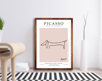 Picasso Dog Poster - Arte Moderna - Line Art Poster - Minimal Poster Print - Regalo per il riscaldamento della casa - Home Decor Poster - Trending Wall Art