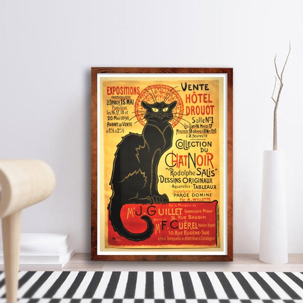 Le Chat Noir - The Black Cat - Rodolphe Salis - Vintage French Wall Art - Wall Decor - Retro Print - Cat Print - Trending Wall Art