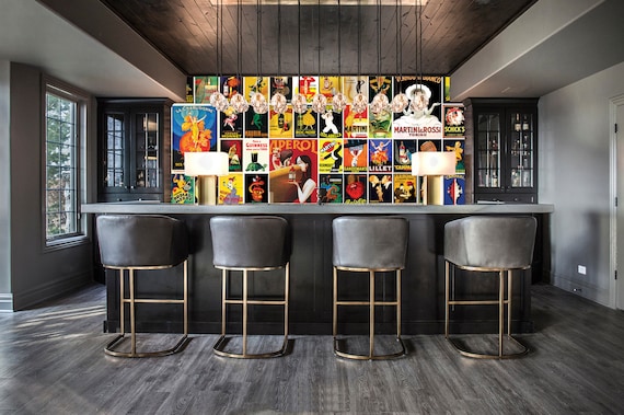 Wallpaper Behind Bar Shelves