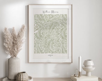 William Morris Larkspur Print - Neutral Wall Art - Floral Print - House Warming Gift - Boho Art - Exhibition Poster - Trending Wall Art